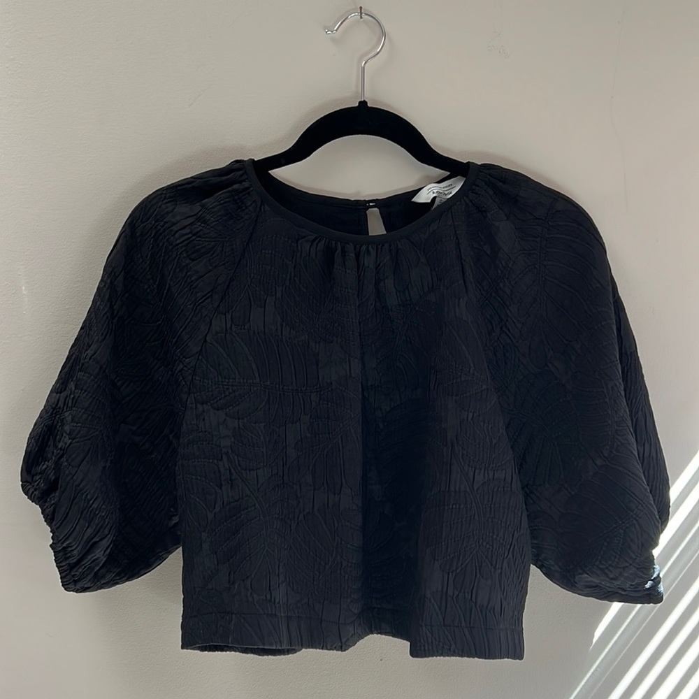 & Other Stories Textured Puff Sleeve Top
